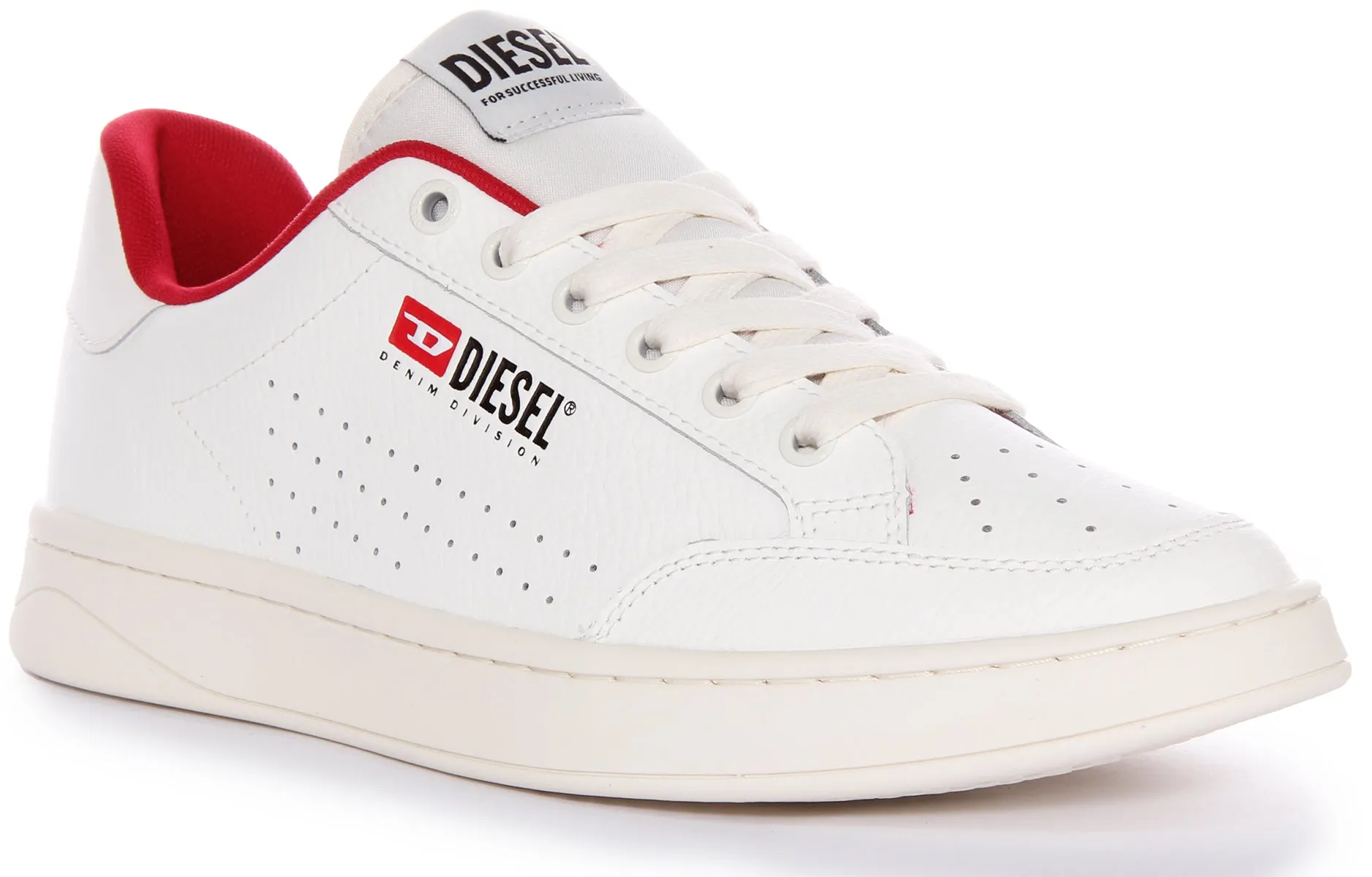 Comfort Cushion Diesel S-Athene Vintage Trainers In White Red For Men