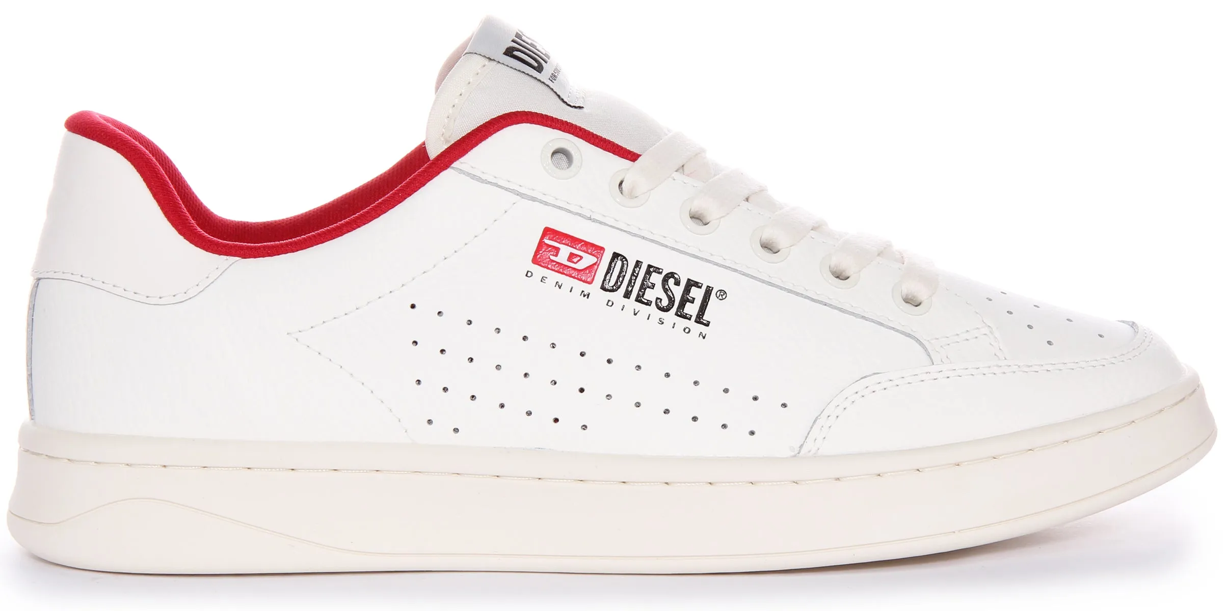 Diesel S-Athene Vintage Trainers In White Red For Men Grip Control