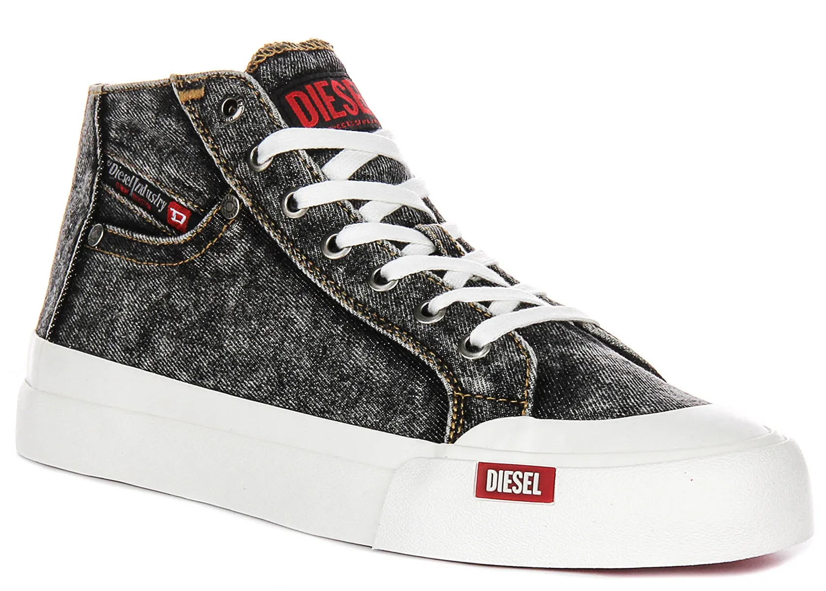 Outsole cradle secures the foot during direction changes Inner materials prevent excessive heat retention Diesel S Athos Mid In Black Denim For Men