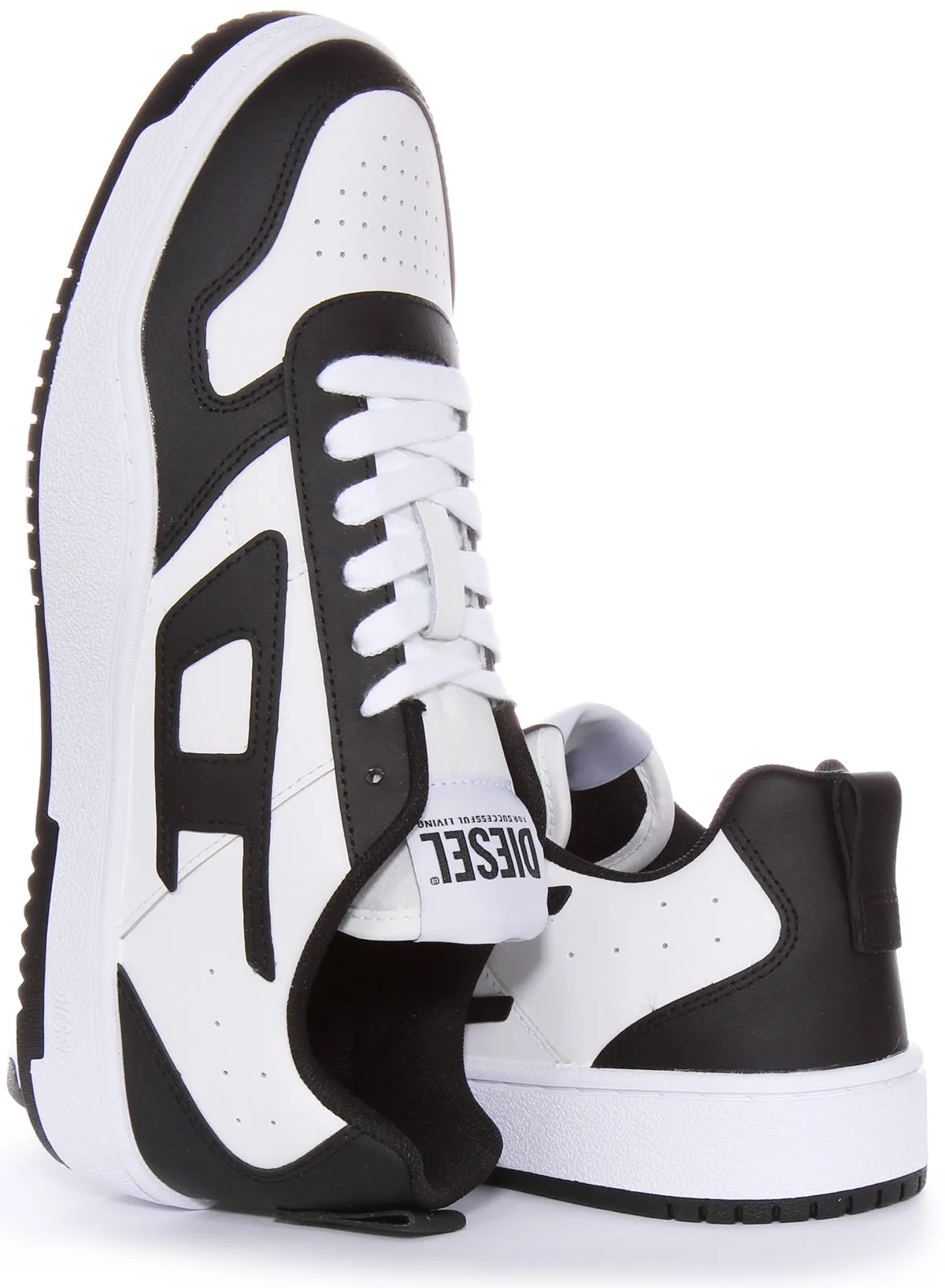 Diesel S Ukiyo V2 Low Trainers In Black White For Men Mesh Interior