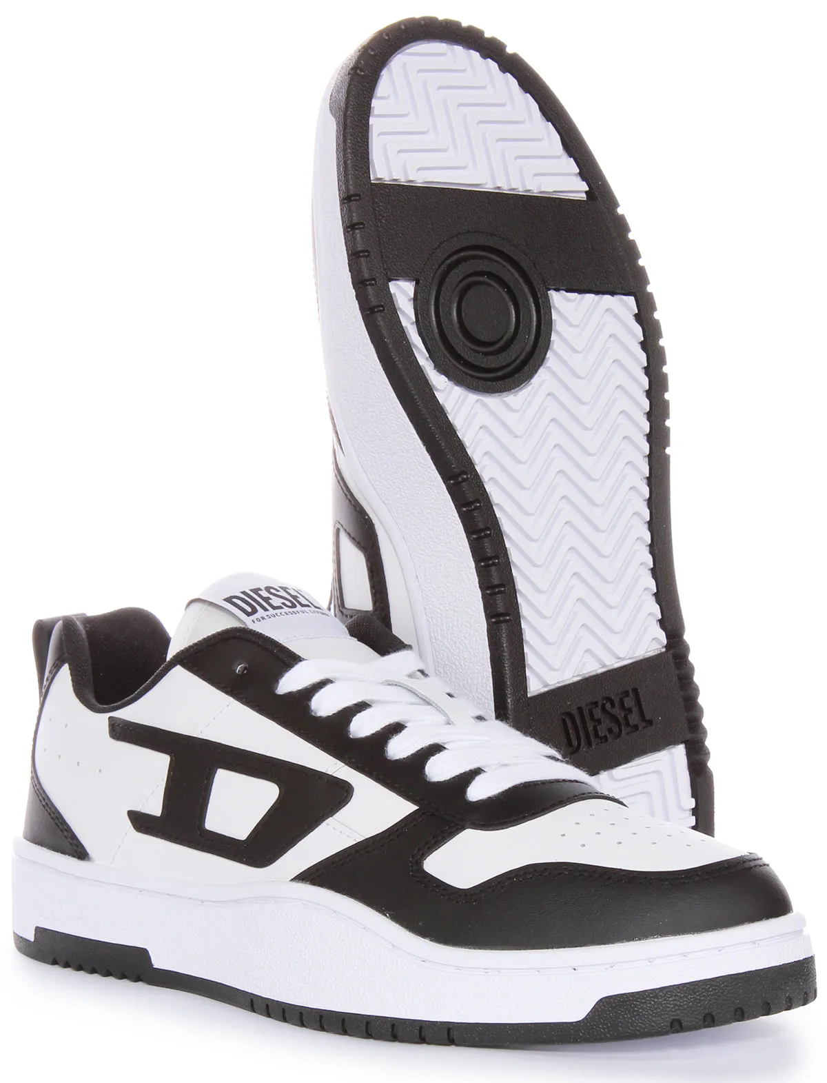 Diesel S Ukiyo V2 Low Trainers In Black White For Men Mesh Interior