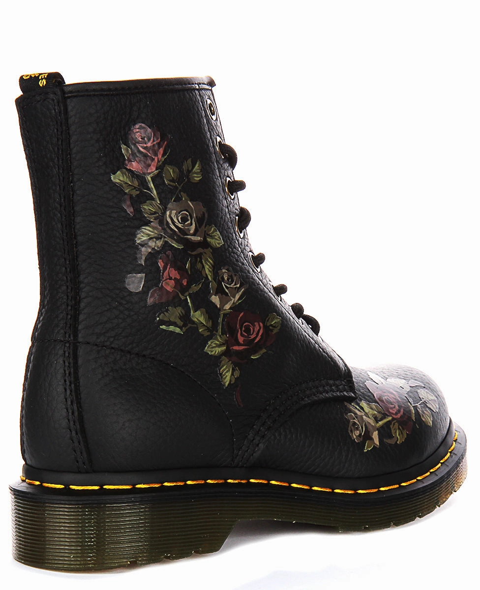 Dr Martens 1460 Decayed Flower In Black For Women Trail Sneakers