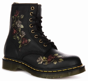 Dr Martens 1460 Decayed Flower In Black For Women Climbing Support