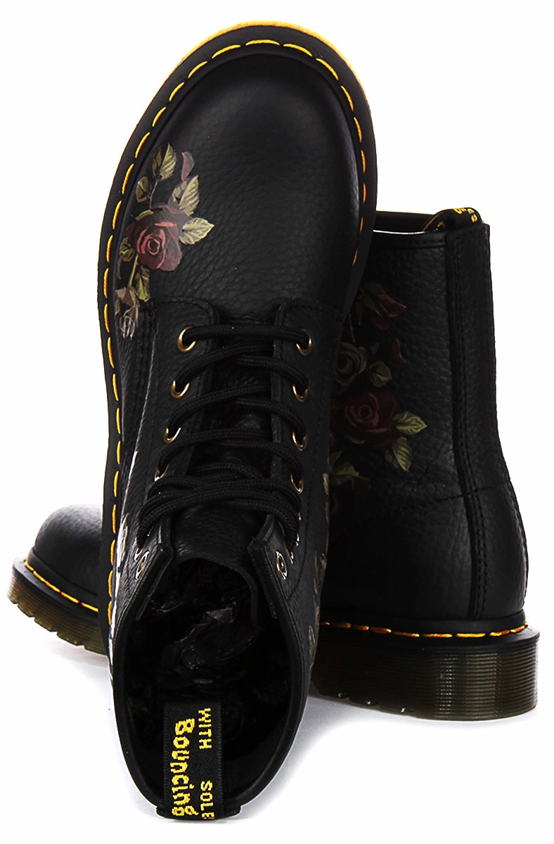Dr Martens 1460 Decayed Flower In Black For Women Trail Sneakers
