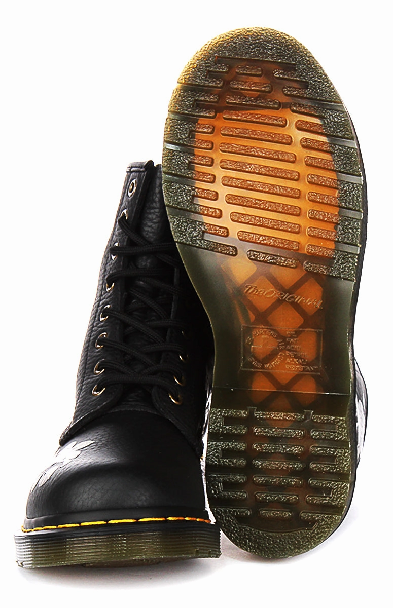 Dr Martens 1460 Decayed Flower In Black For Women Trail Sneakers