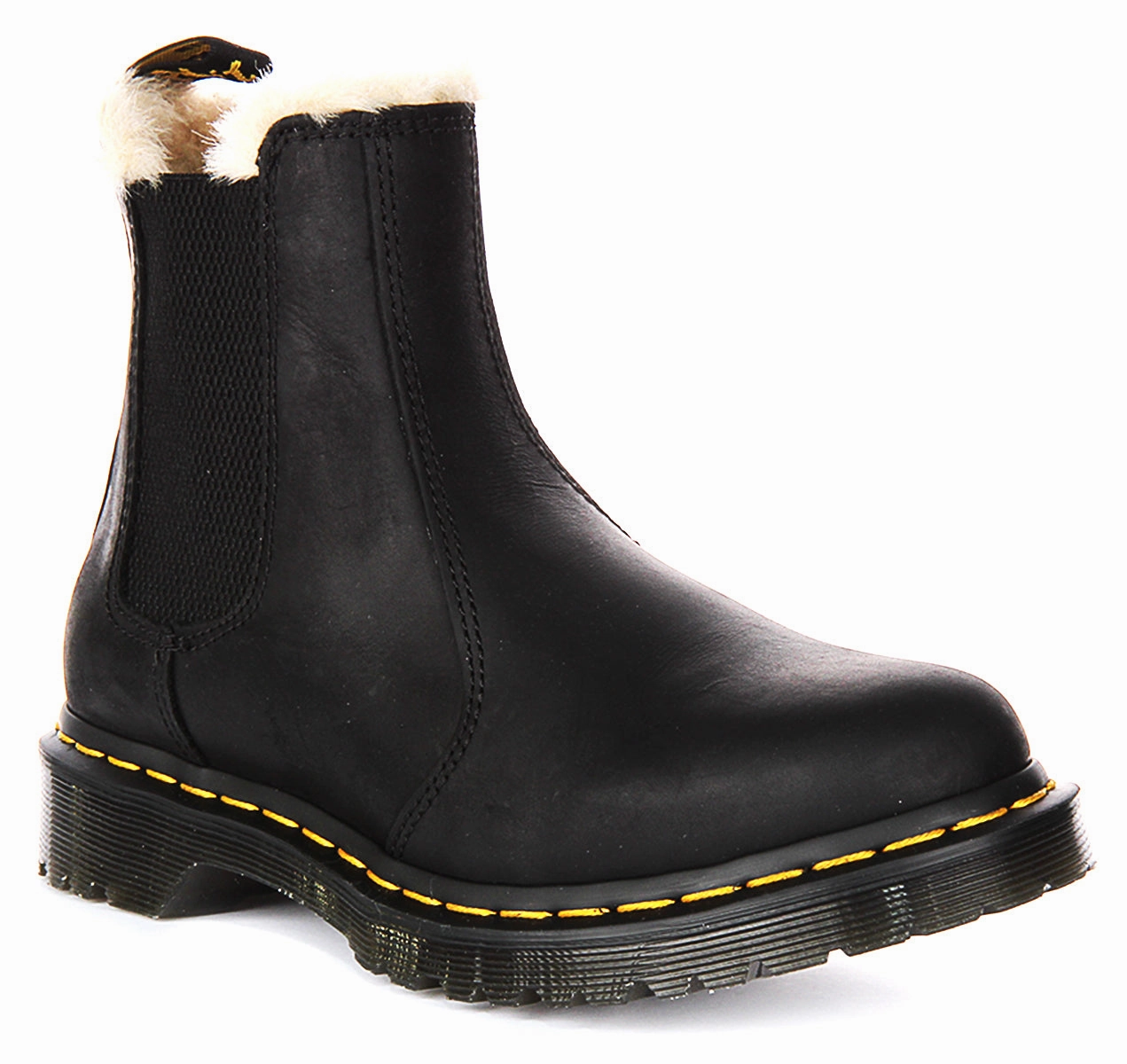 Cushioned Sole Dr Martens 2976 Leonore In Black Fur Lined