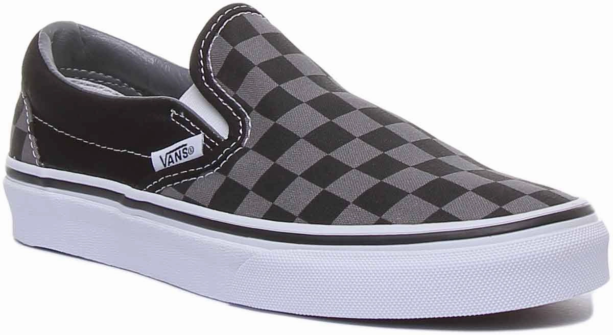 Inner lining minimizes sweat buildup and friction Vans Classic Slipon Chkbrd In Black Pewter For Women