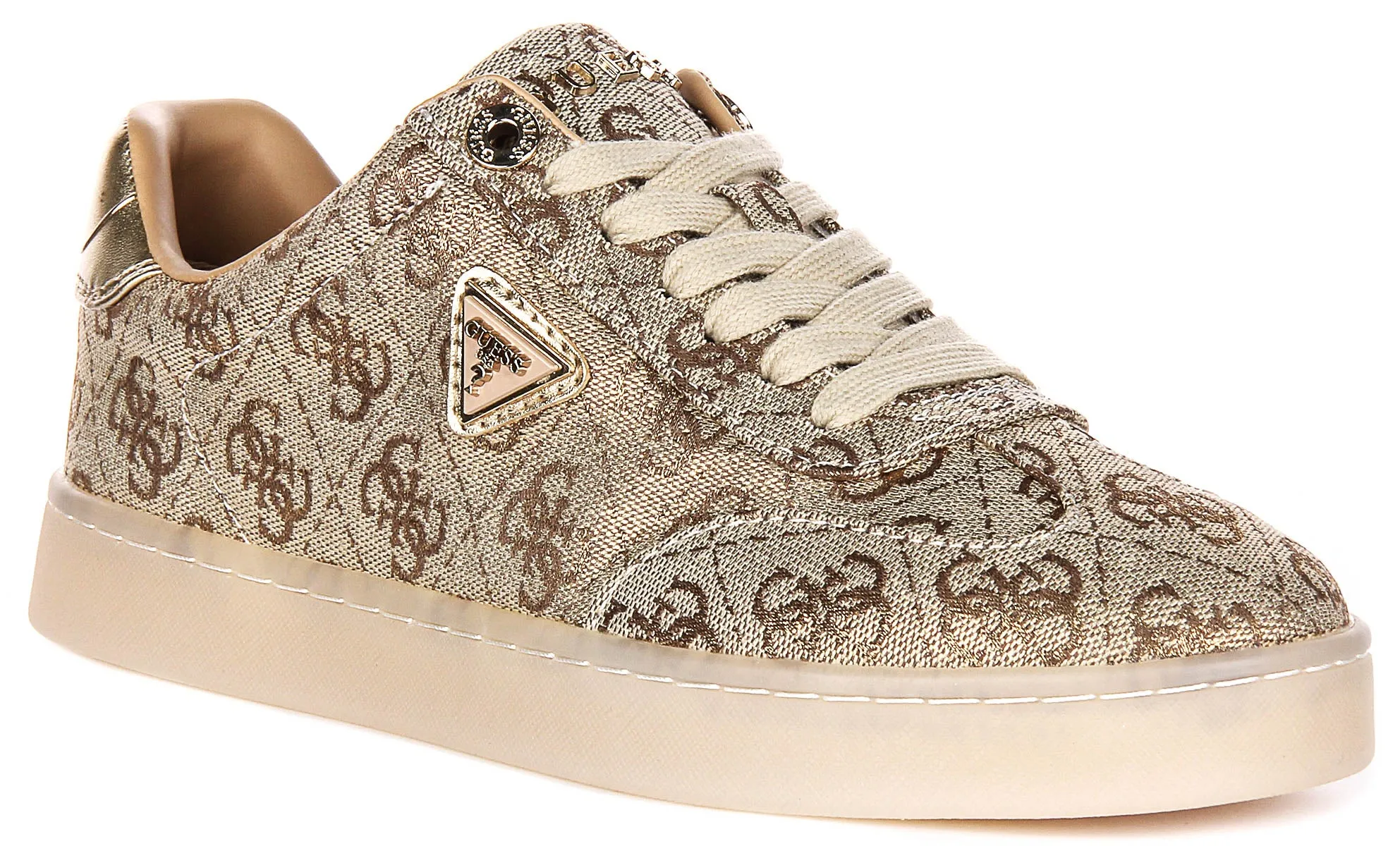 Guess Jazlie 4G Peony In Gold for Women Heel rise encourages proper posture and stance Impact Cushion