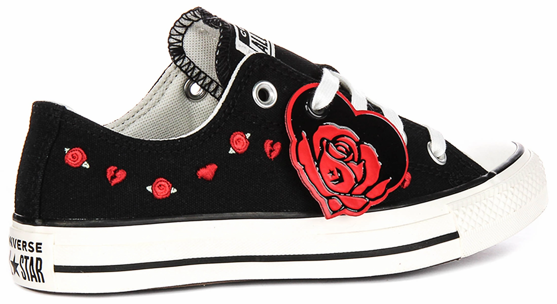 Durable Build Converse All Star Low A13651C Rose & Hearts In Black Red