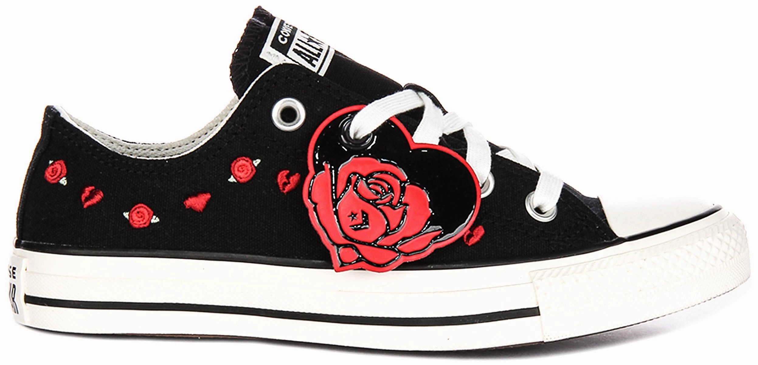 Durable Build Converse All Star Low A13651C Rose & Hearts In Black Red