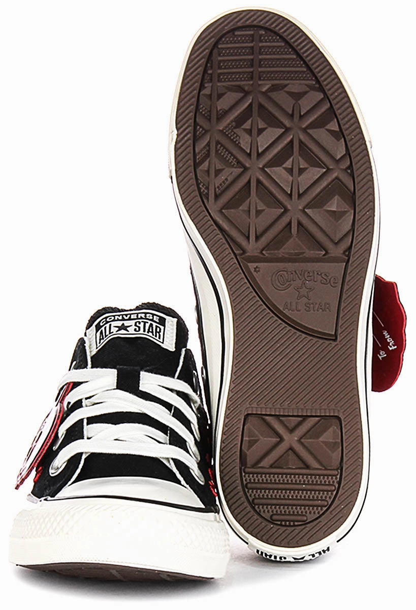 Durable Build Converse All Star Low A13651C Rose & Hearts In Black Red