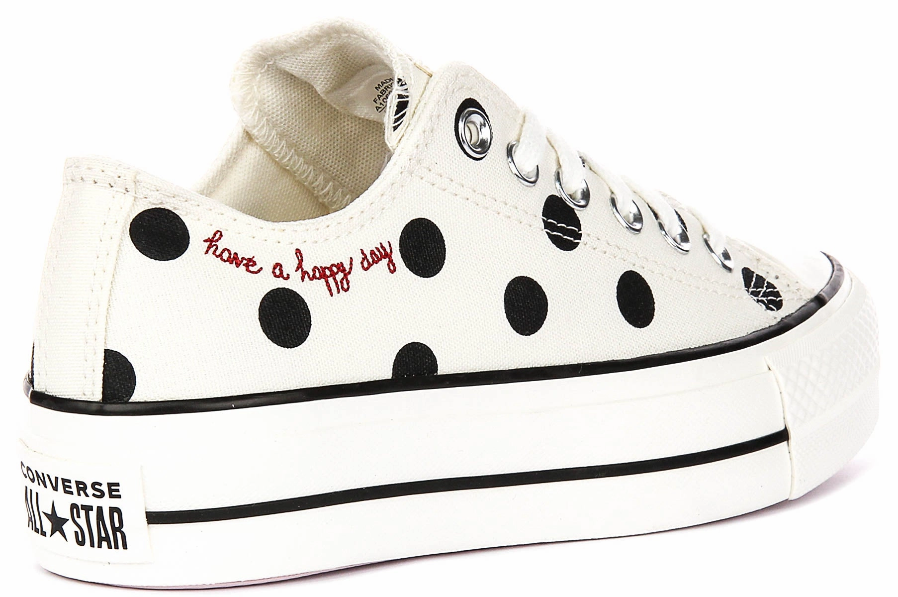 Durable Design Converse All Star Lift Low A10689C In White Black Polkadot Print