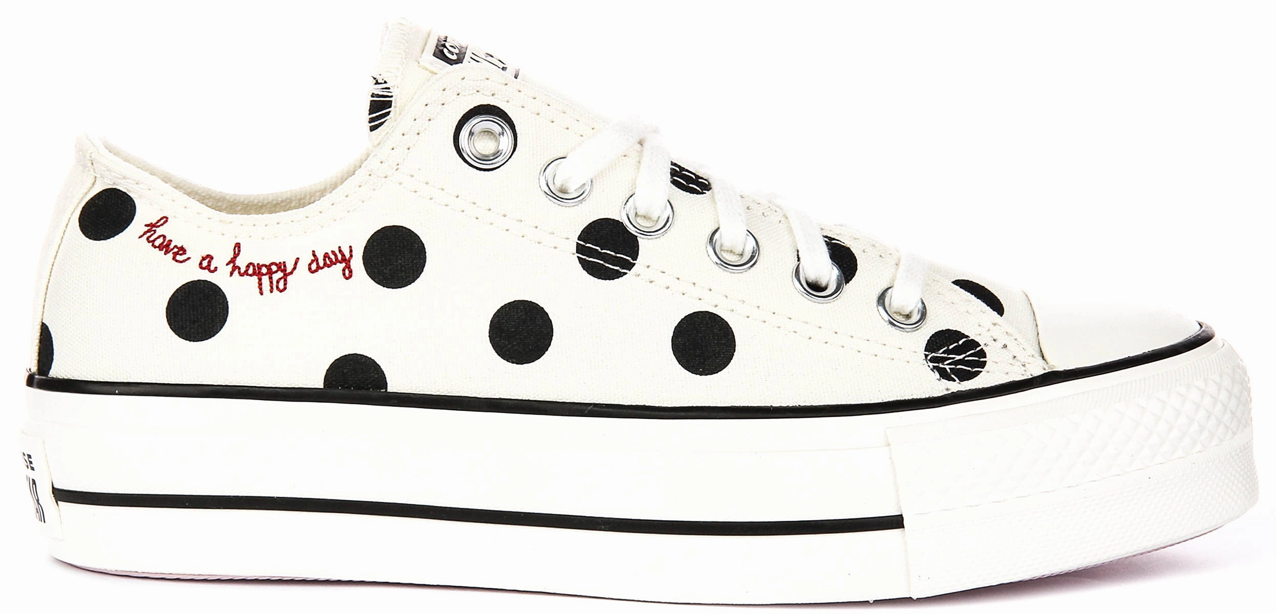 Durable Design Converse All Star Lift Low A10689C In White Black Polkadot Print