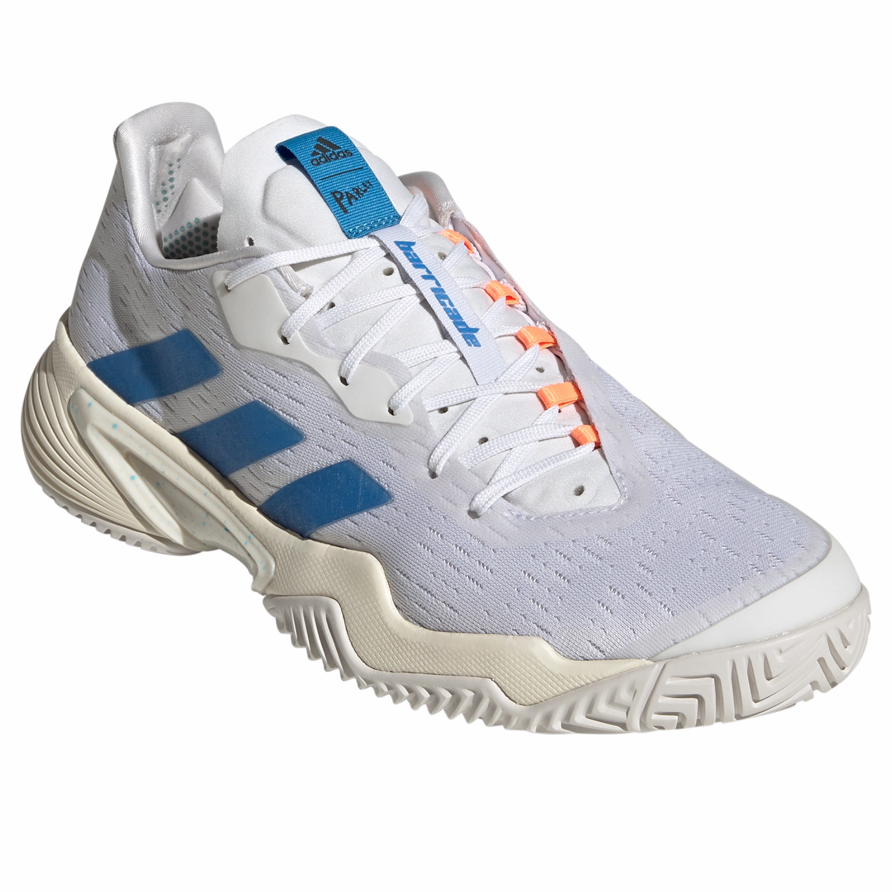 Durable Jump Adidas Performance Barricade  Men Tennis Shoes - Cloud White/Pulse Blue/Mint Ton