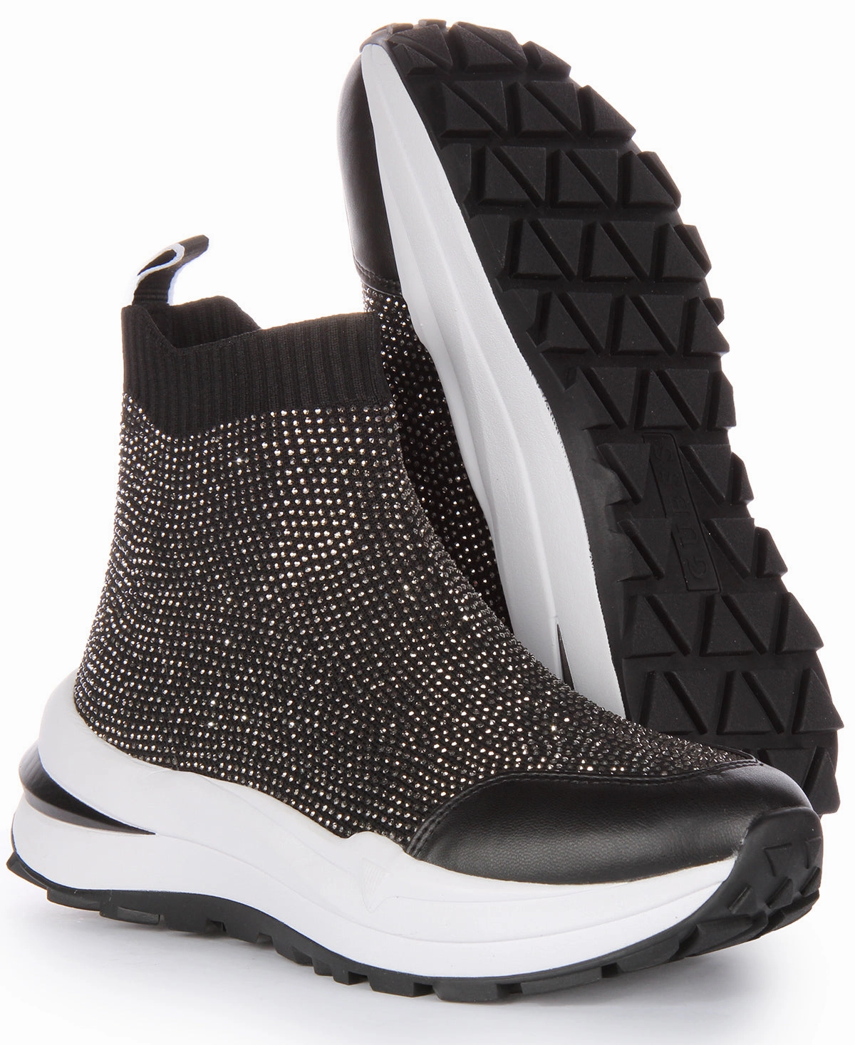 Durable Quality Guess Kadley Sock Sneaker In Black Silver For Women