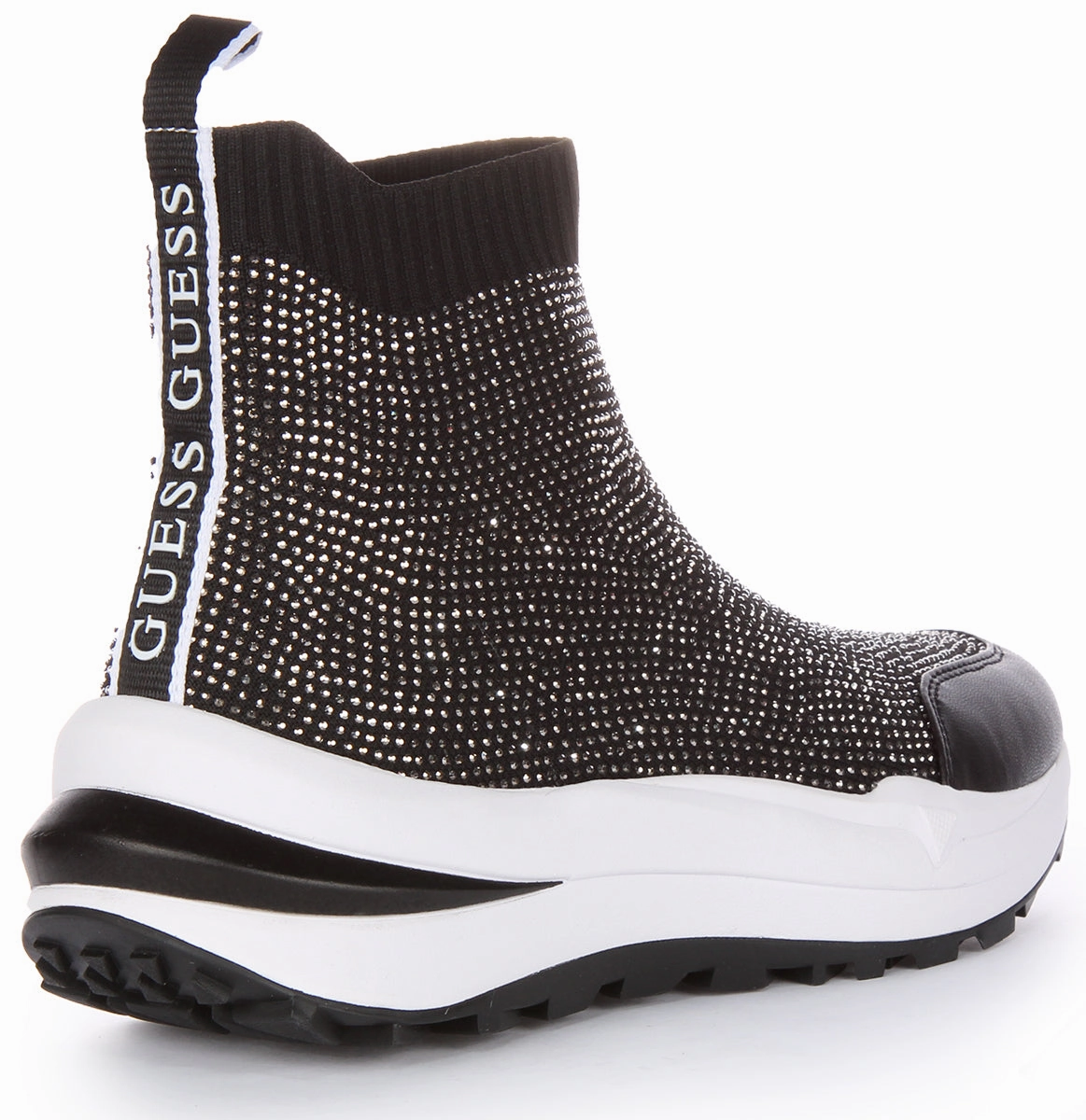 Durable Quality Guess Kadley Sock Sneaker In Black Silver For Women