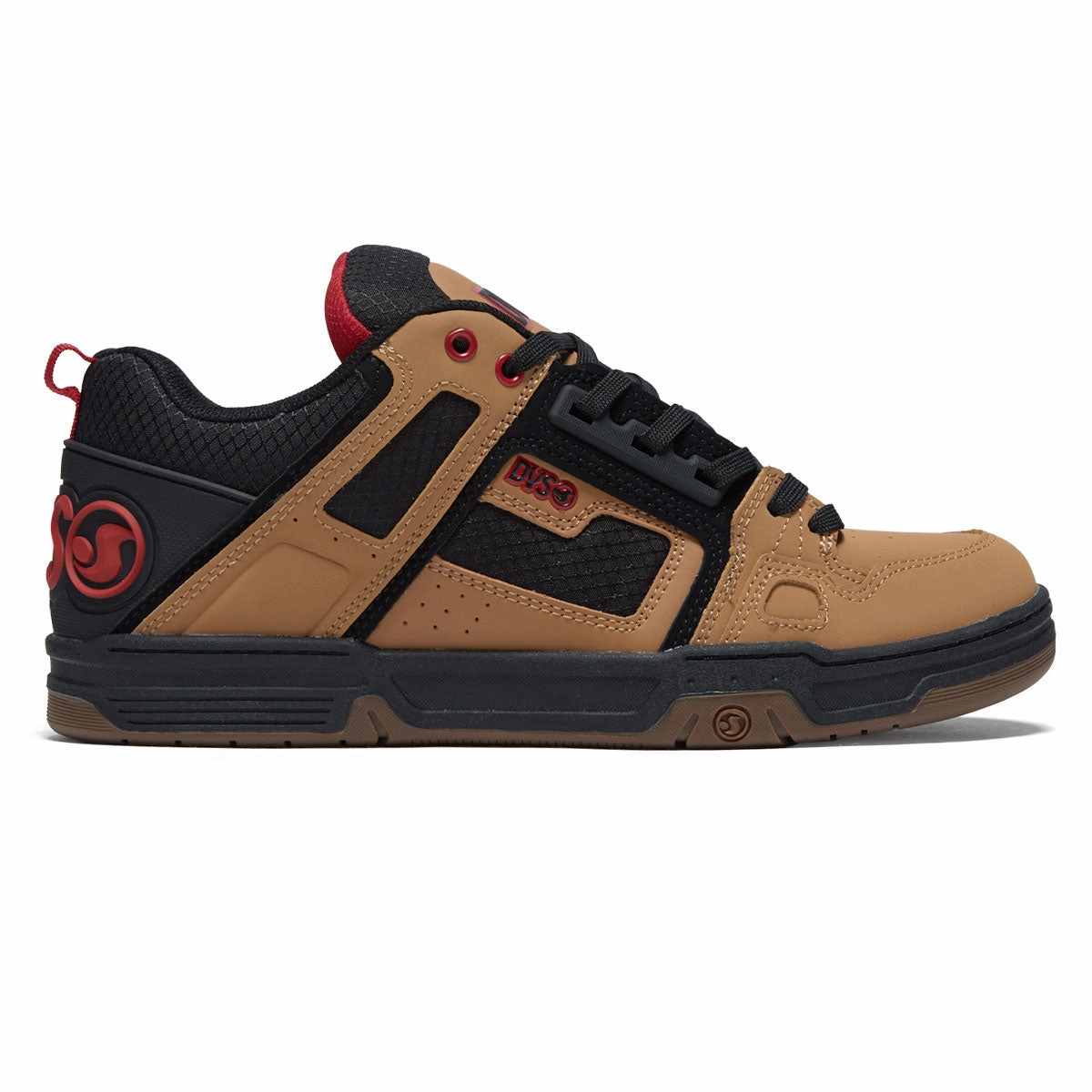 DVS Comanche Shoes - Tan/Black/Red Nubuck All Day Support Flat Fit