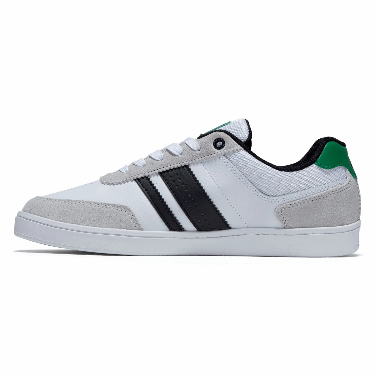 DVS Milan ST Shoes - White/Black/Green Suede Fast Contact