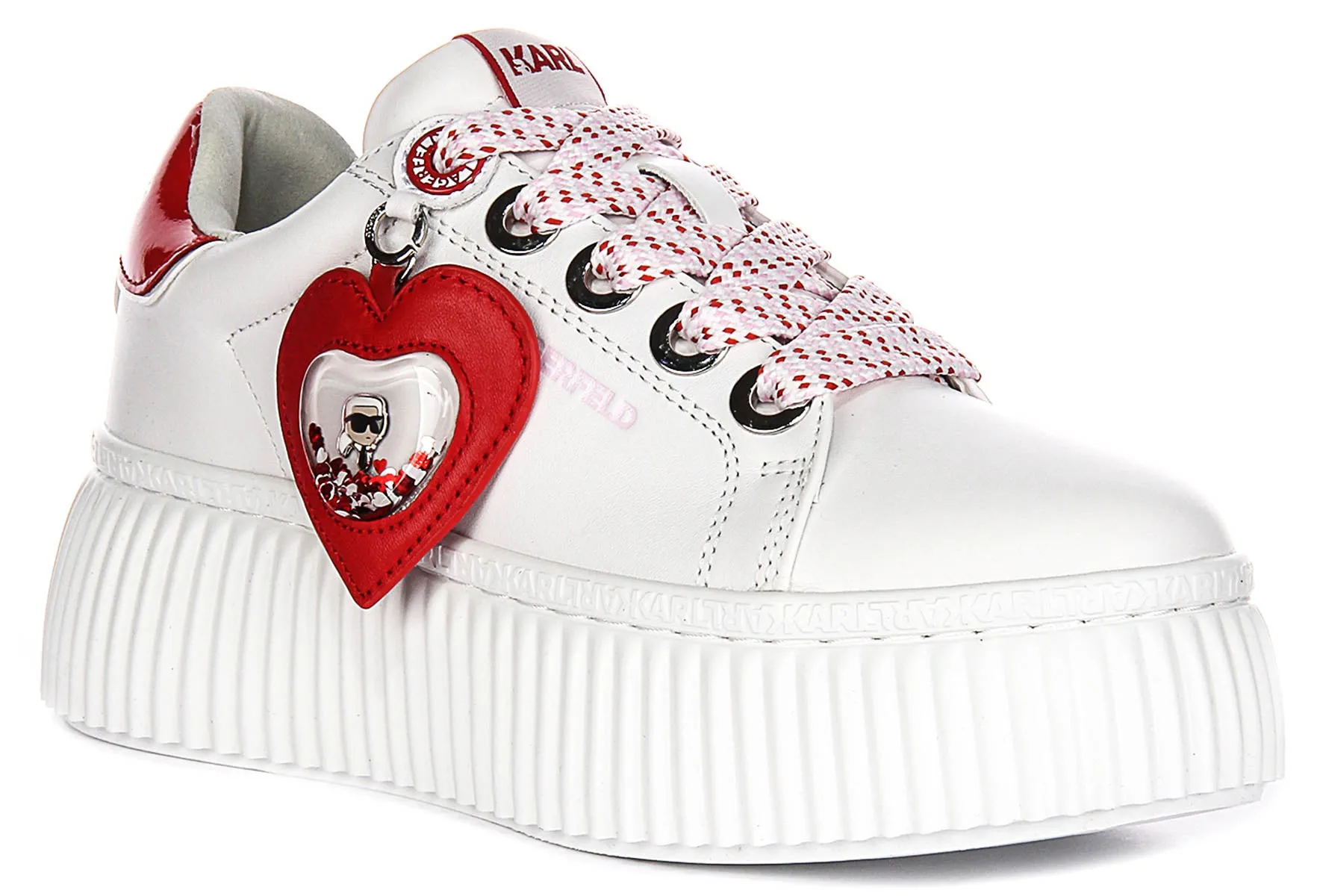 Cardio Routine Slim Cushion Karl Lagerfeld Creeper Lo In White Red For Women