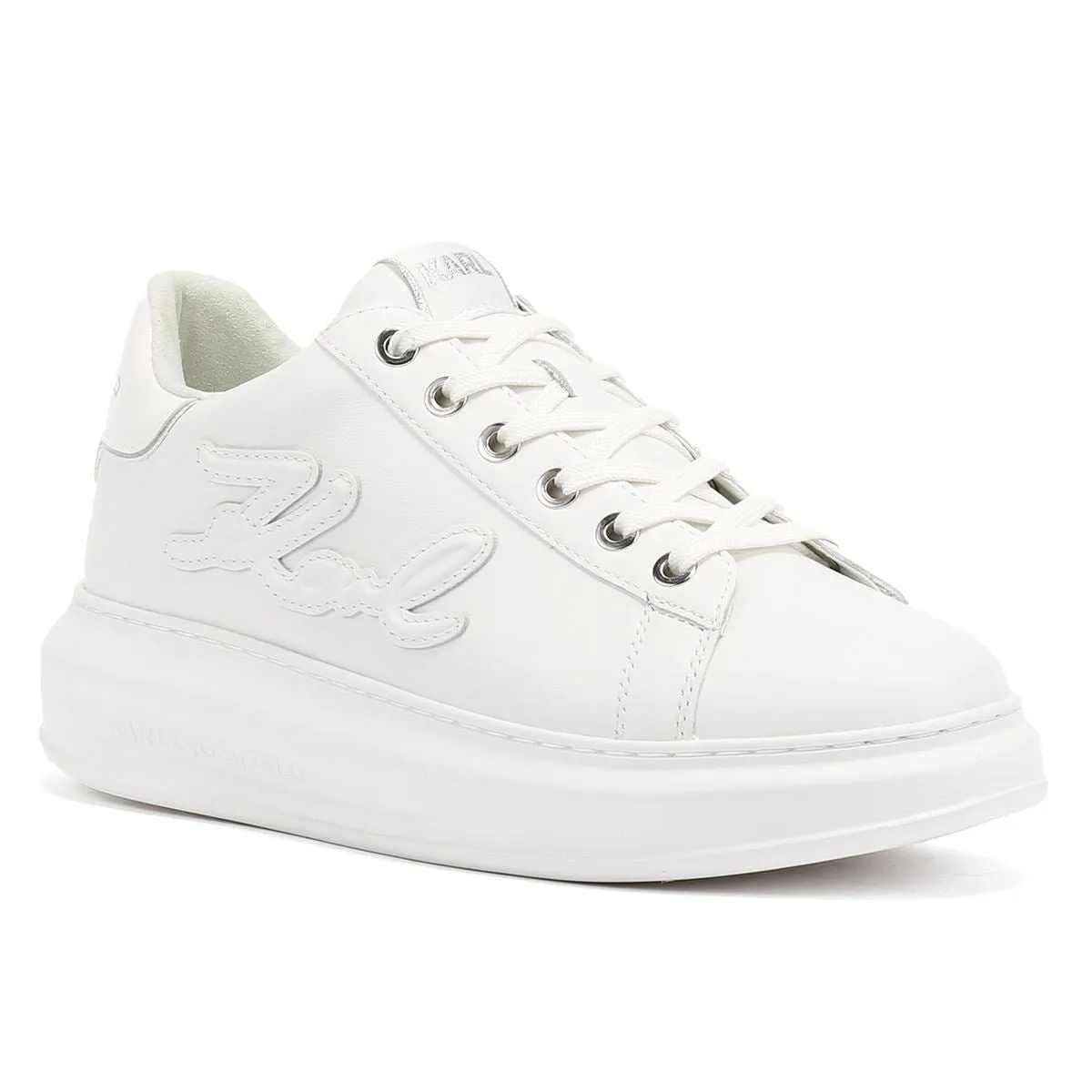 Easy Flex Karl Lagerfeld Kapri Signia Emboss Lo Lace Leather Women's White Trainers