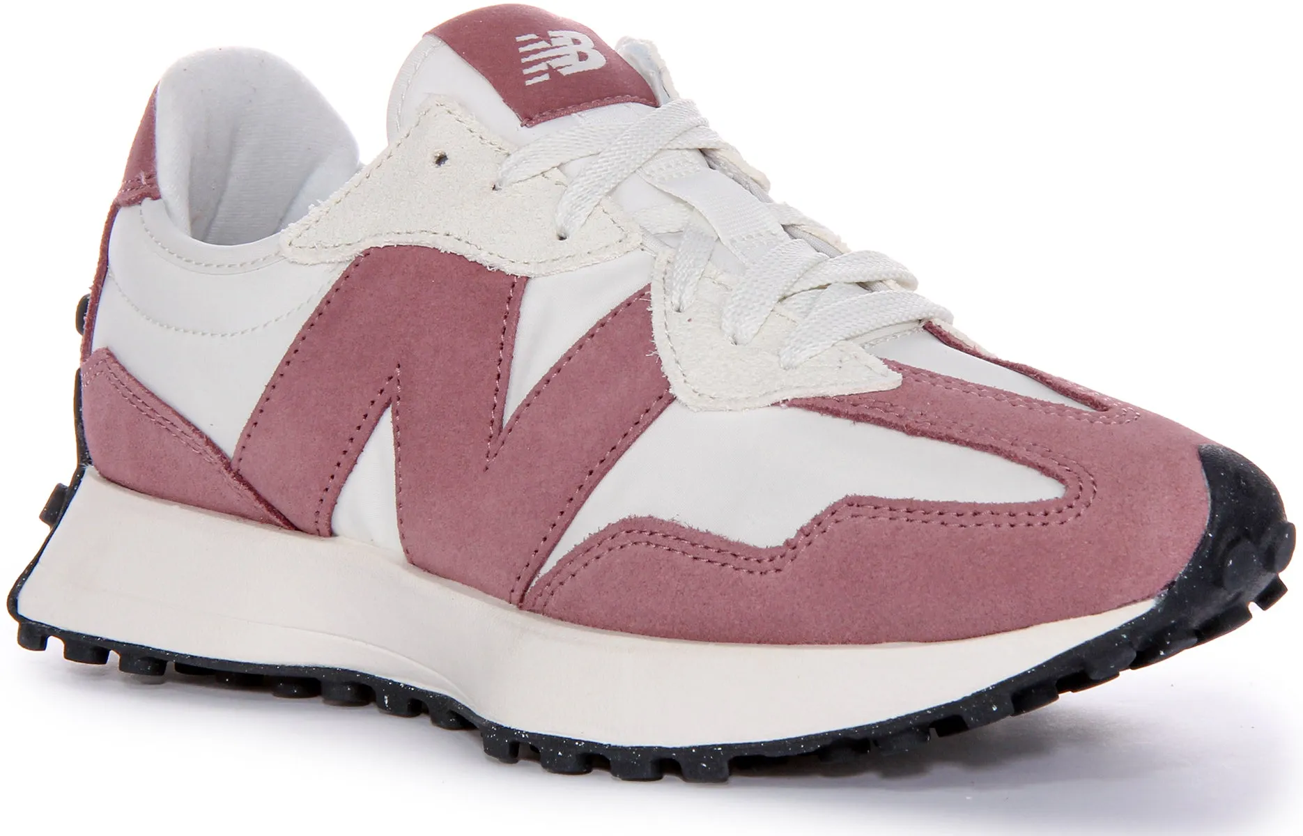 Secure lacing holds foot in place without constriction Training Motion New Balance WS 327 MB In White Purple For Women