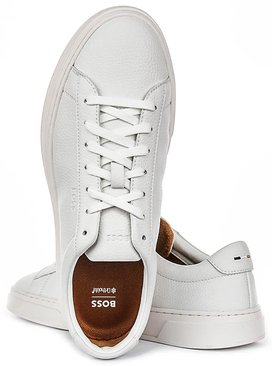 Easy Wear Boss Kieran Tennis Grained Leather In Natural For Men