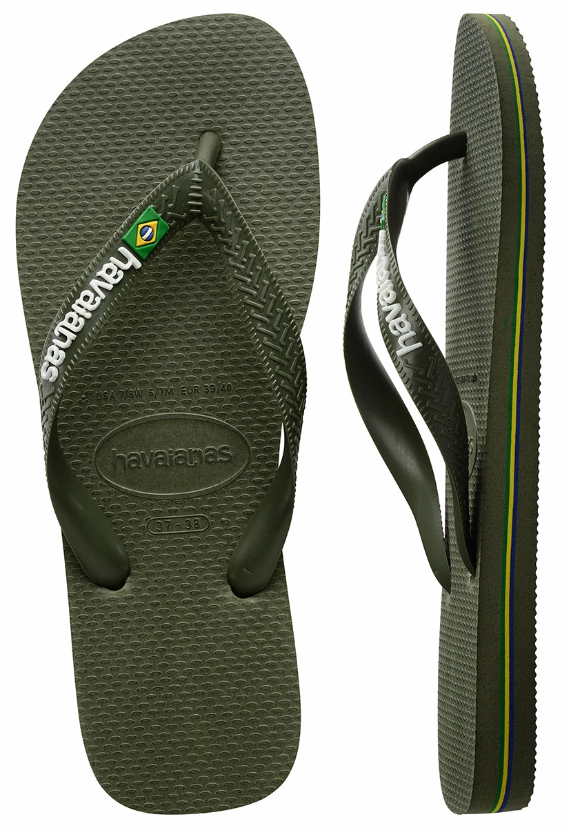 Easy Comfort Escape Havaianas Brasil Logo In Olive Green