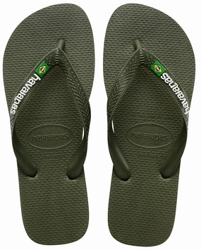 Havaianas Brasil Logo In Olive Green Stylish Comfort