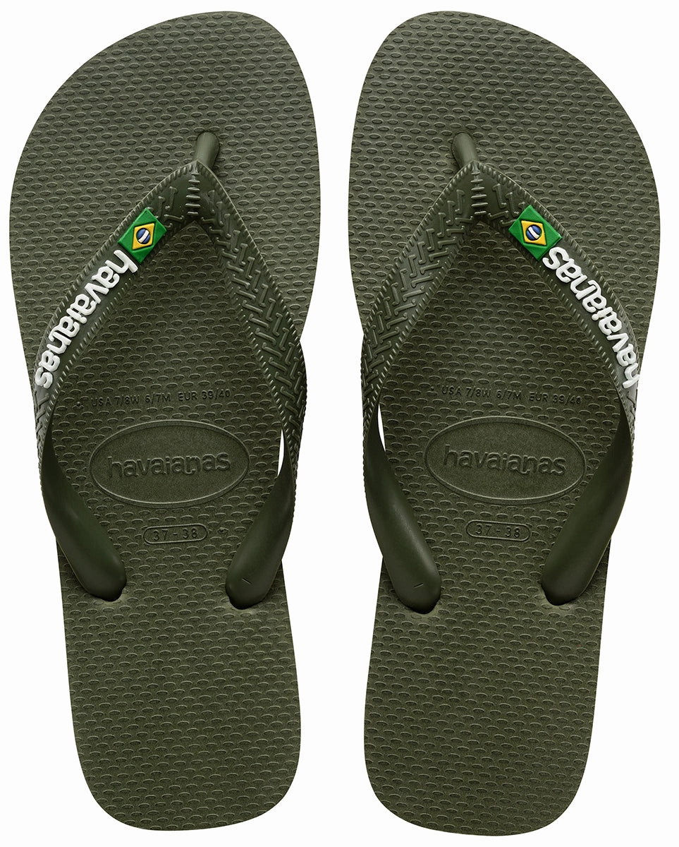 Havaianas Brasil Logo In Olive Green Stylish Comfort