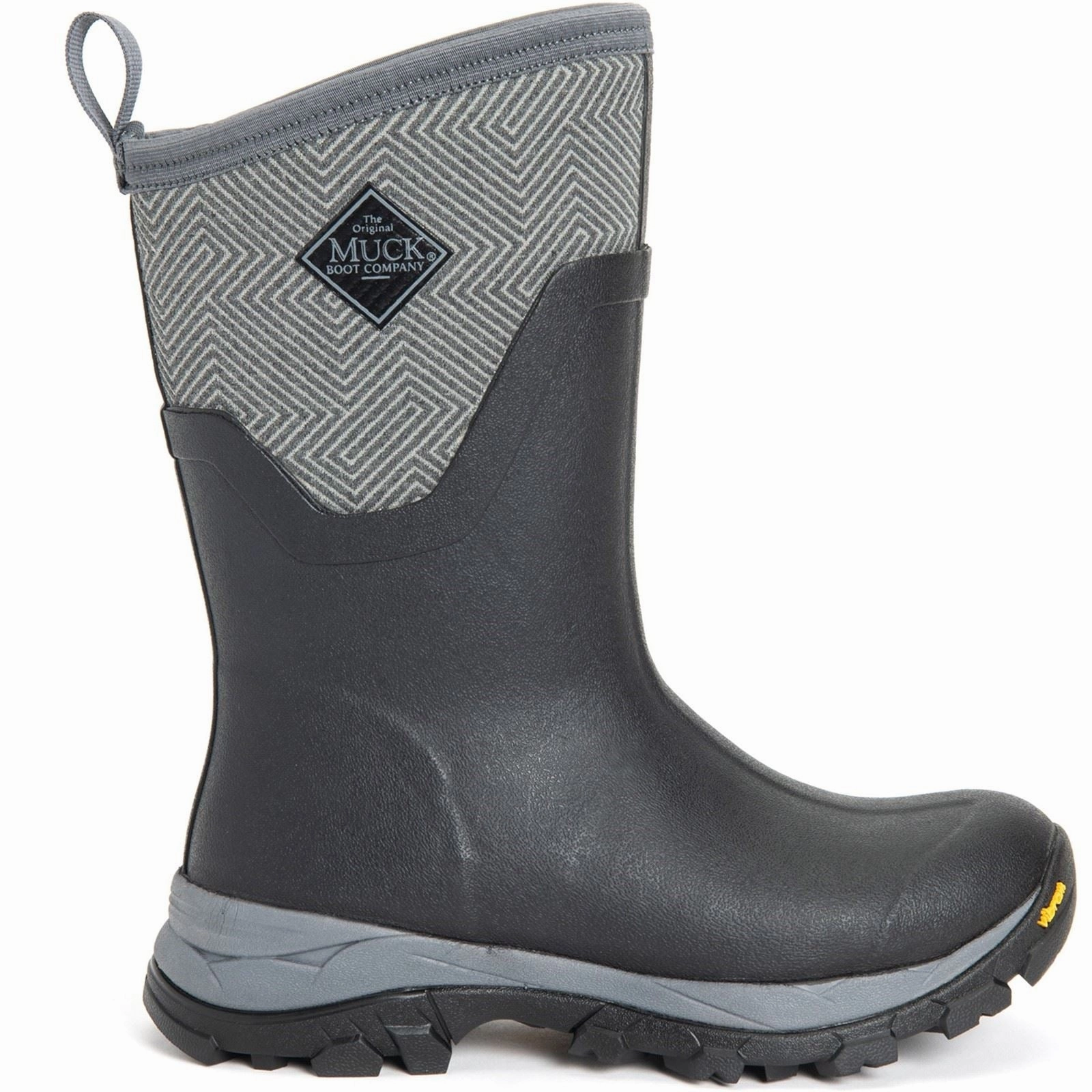 Easy Grip Muck Boots Arctic Ice Mid AGAT Rubber Black/Grey Geometric Wellington Boots