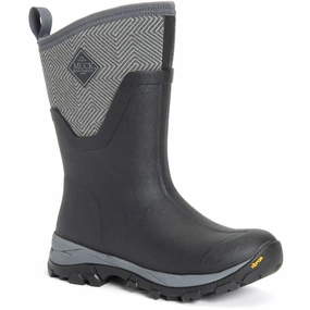 Muck Boots Arctic Ice Mid AGAT Rubber Black/Grey Geometric Wellington Boots Urban Walk Fast Walk