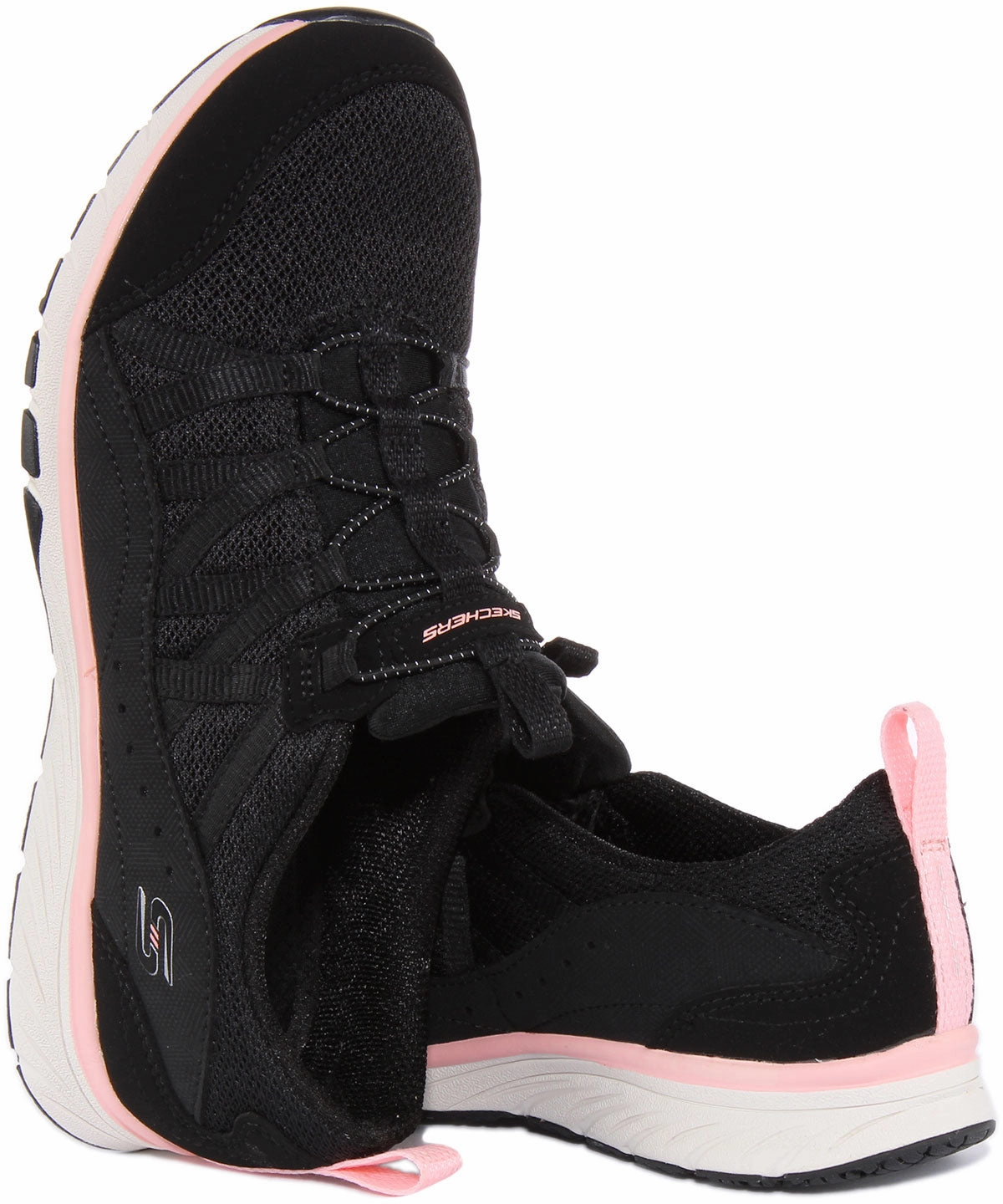 Easy on off Skechers Gratis Sports In Black White For Women