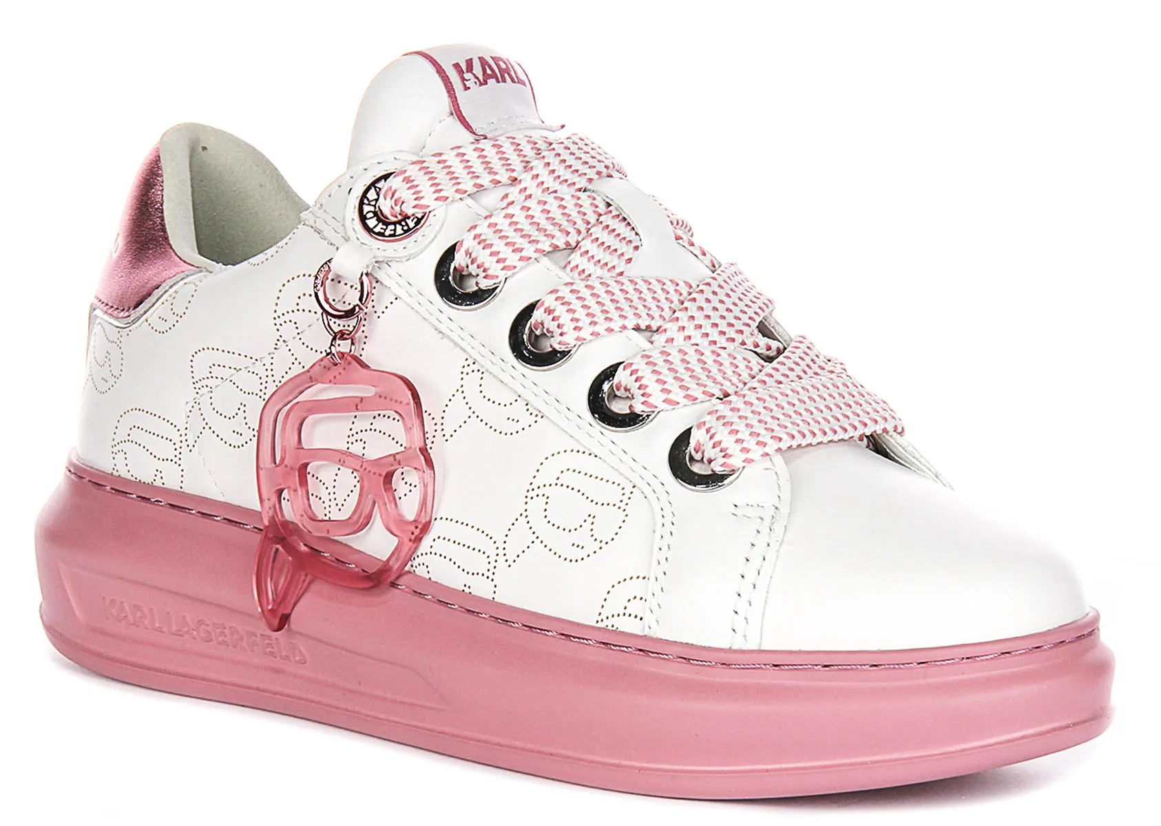 Reinforced Balanced Landing Karl Lagerfeld Kapri NFT Pendant In White Pink For Women