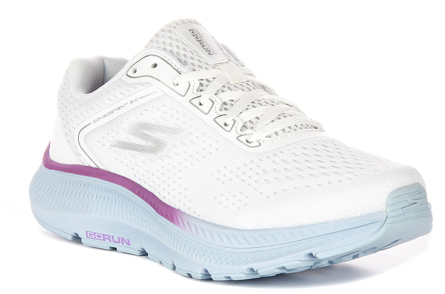 Stable Ground Skechers Go Run Consistent In White Blue For Women