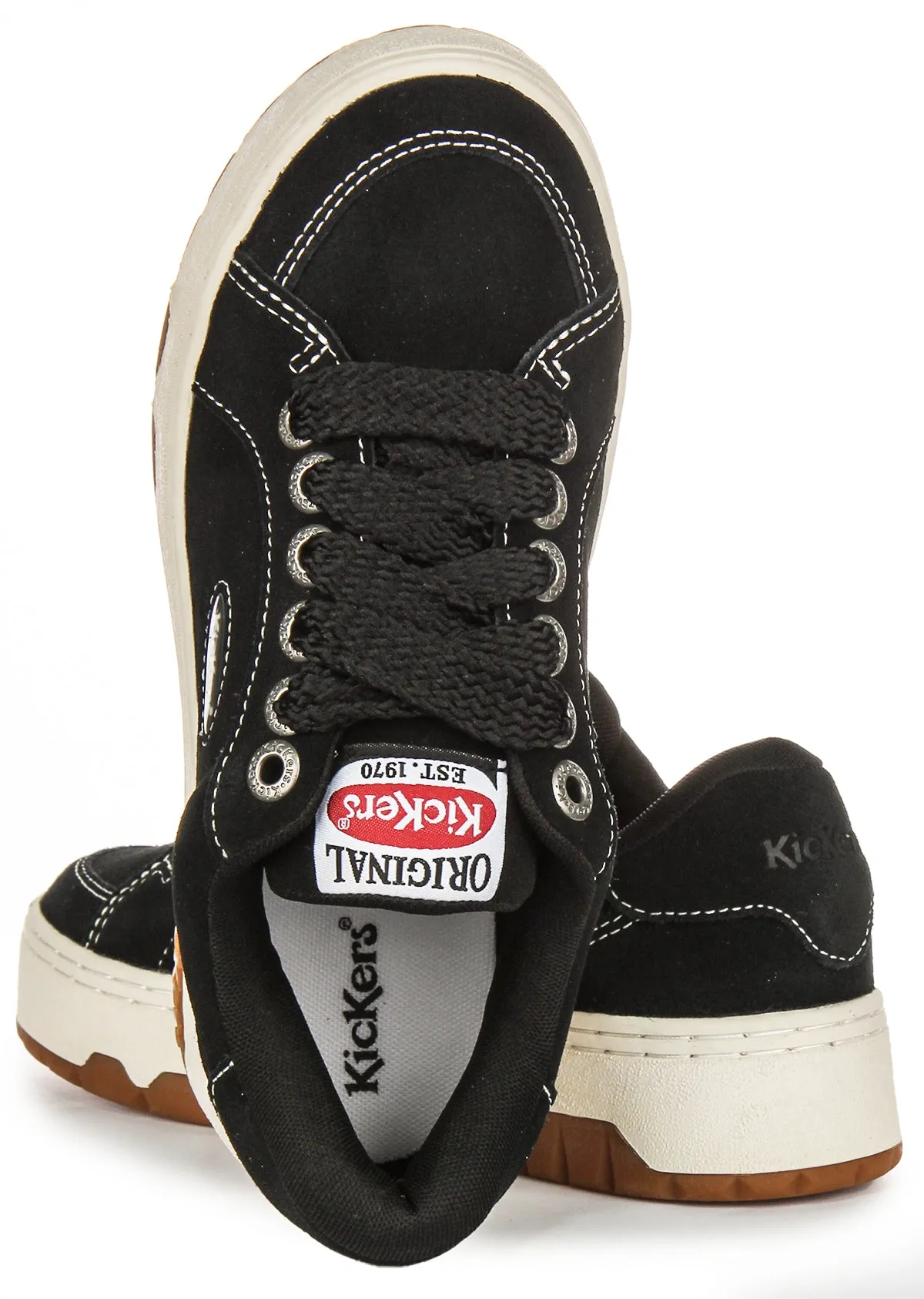 Elastic Lacing Kickers 70S Lo Sued In Black For Women