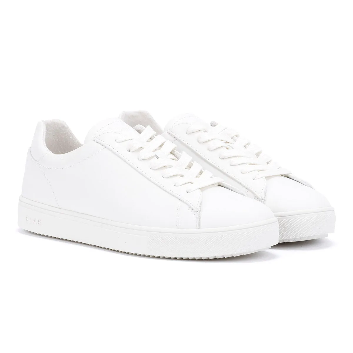 Clae Bradley Essentials Leather Men's Triple White Trainers Clean Finish
