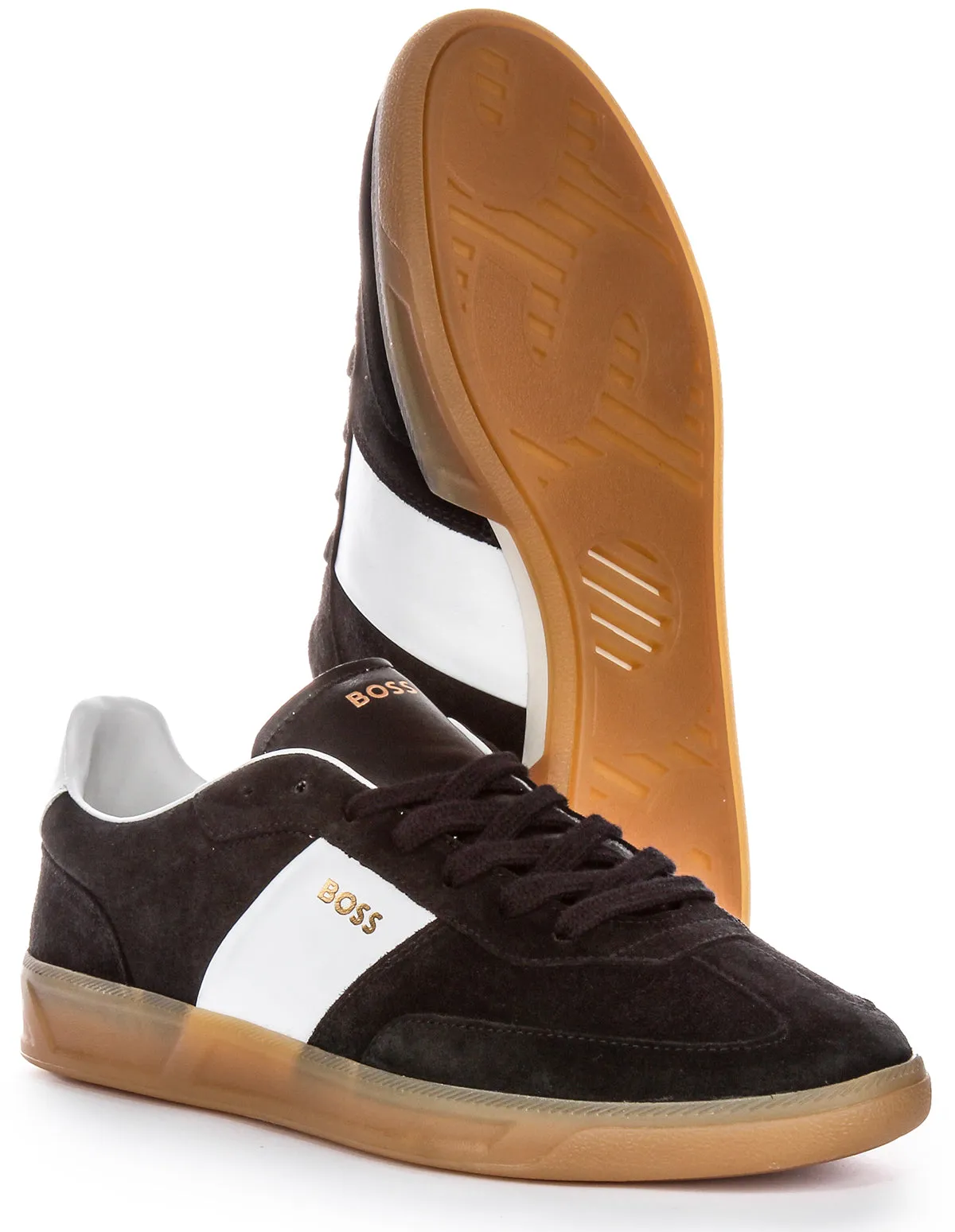 Energy Ease Boss Brandon Tennis Suede In Black White For Men