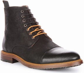Minimalist Appeal Seamless Stitching Justinreess England Gael Lace up Ankle Boots In Black