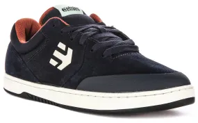 Etnies Marana In Navy Brown For Men Foam padding helps protect joints during high-impact moves