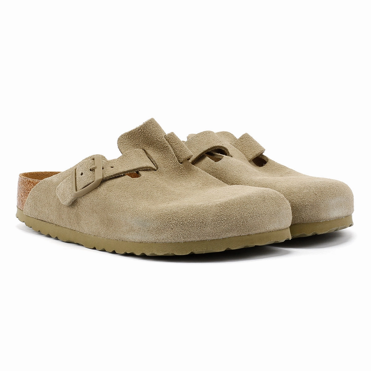 Walking Sandals Everyday Slides Birkenstock Boston Suede Faded Khaki Grey Clogs