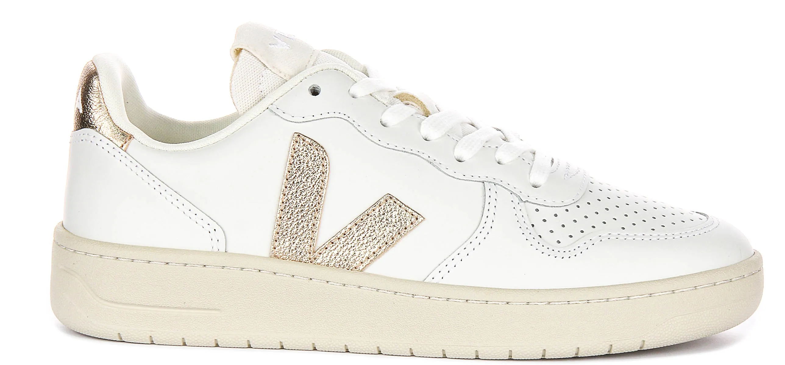 Fast Move Veja V10 Prime Leather In White Bronze For Women