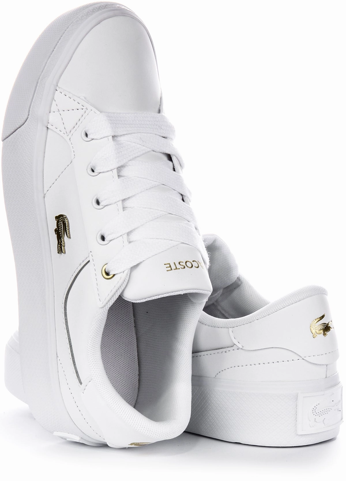 Fast Glide Lacoste Ziane Platform In White Gold For Women