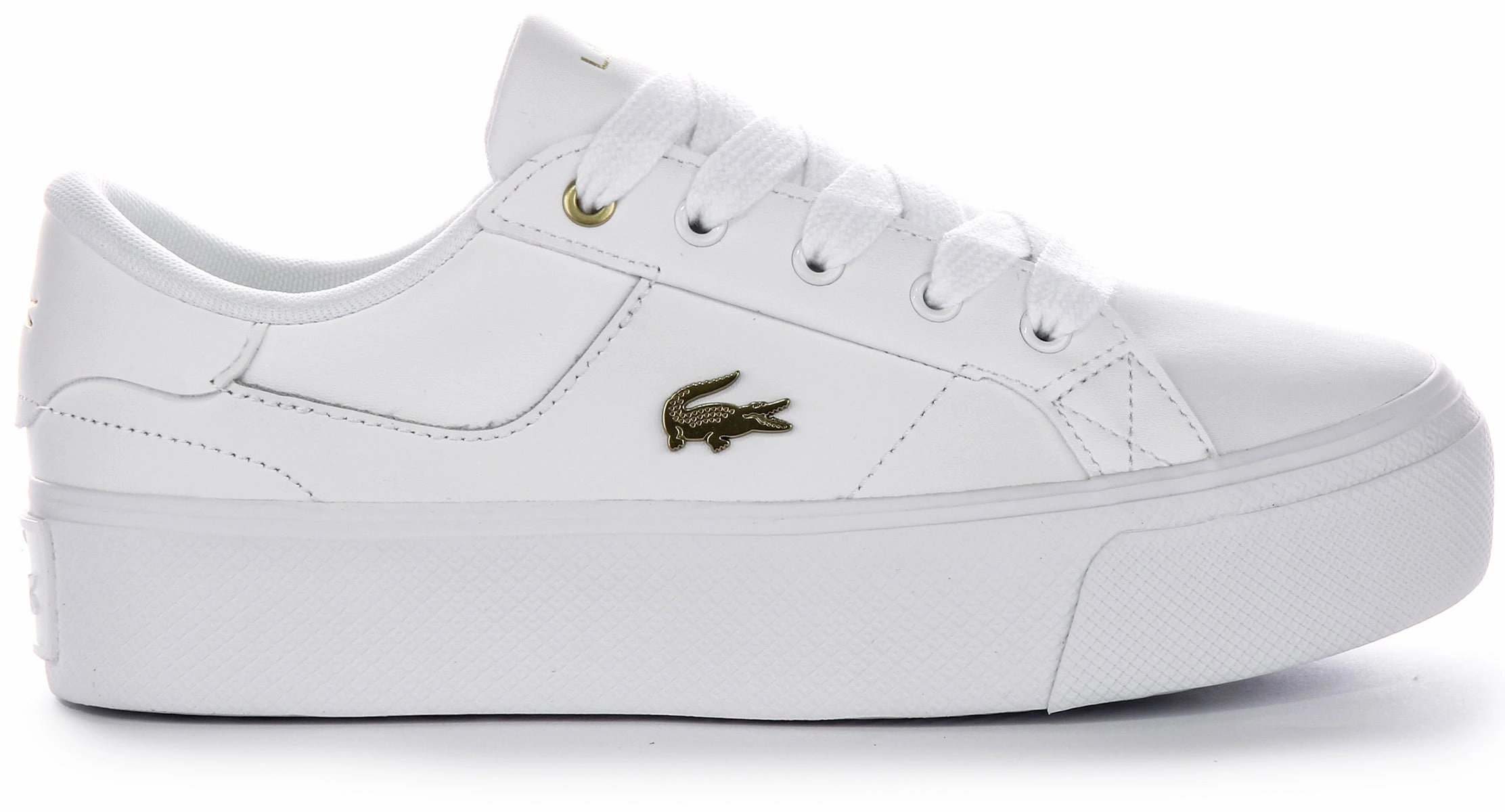 Fast Glide Lacoste Ziane Platform In White Gold For Women