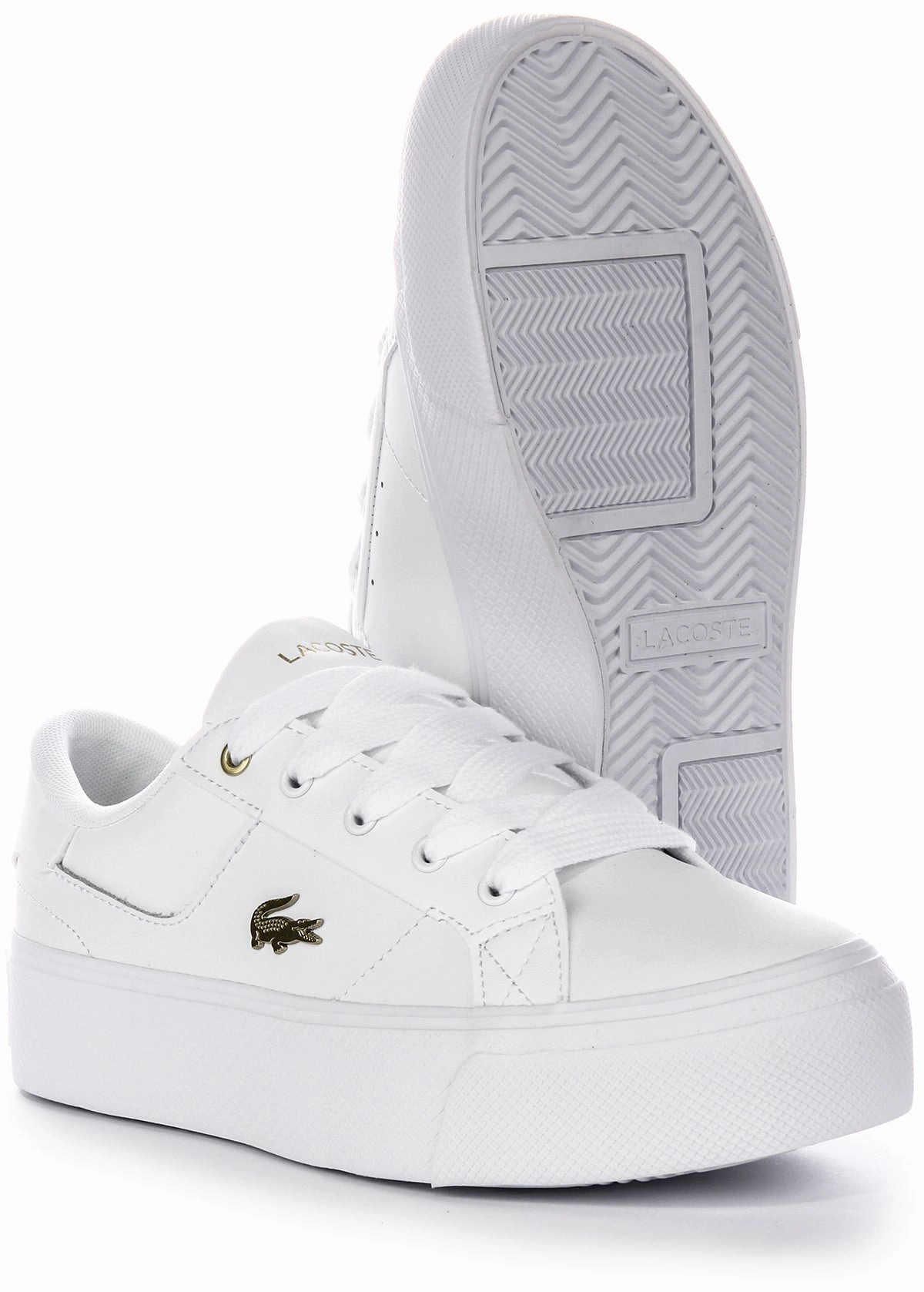Fast Glide Lacoste Ziane Platform In White Gold For Women