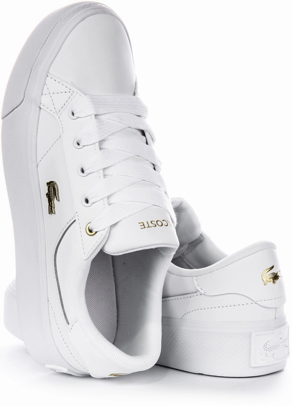 Fast Glide Lacoste Ziane Platform In White Gold For Women