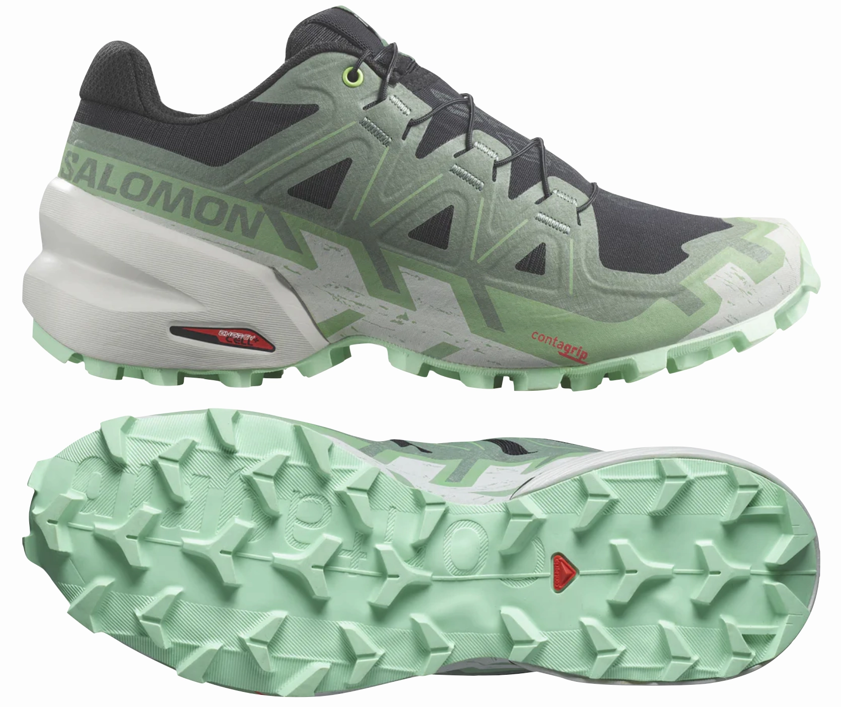 Salomon Speedcross 6 Womens (Black/Laurel Wreath/Green Ash) Refined chic Grip tech