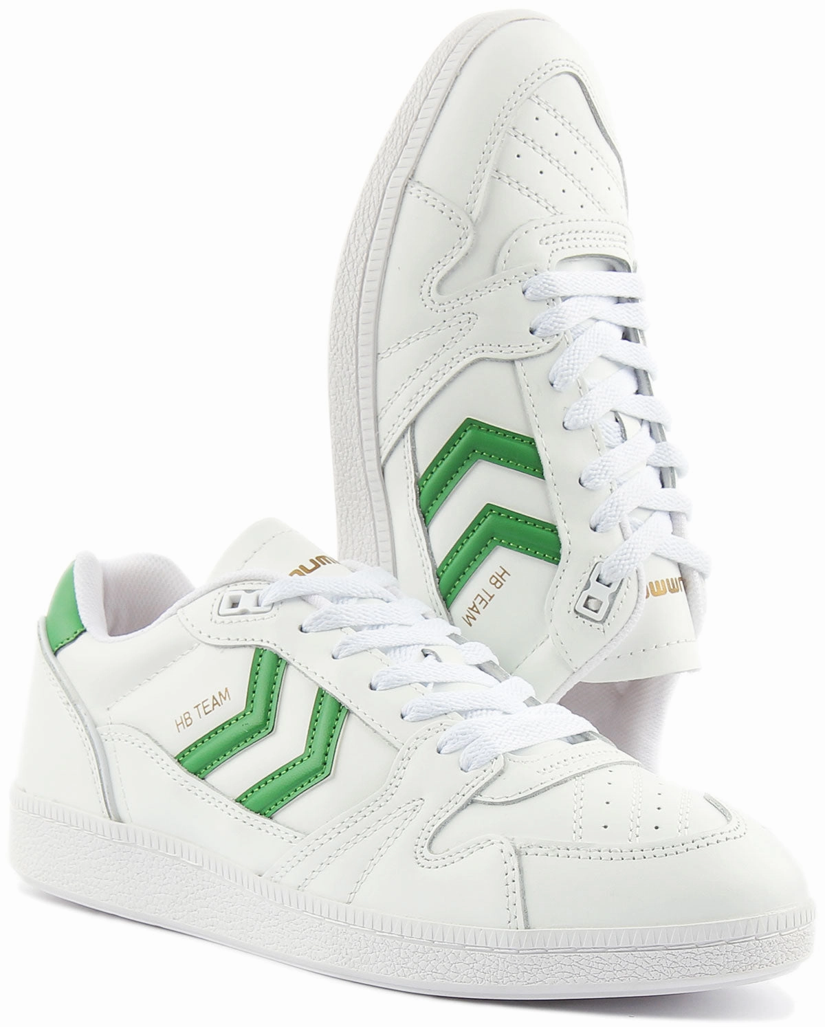 Fast Stride Hummel HB Team Retro Trainers In White Green For Men