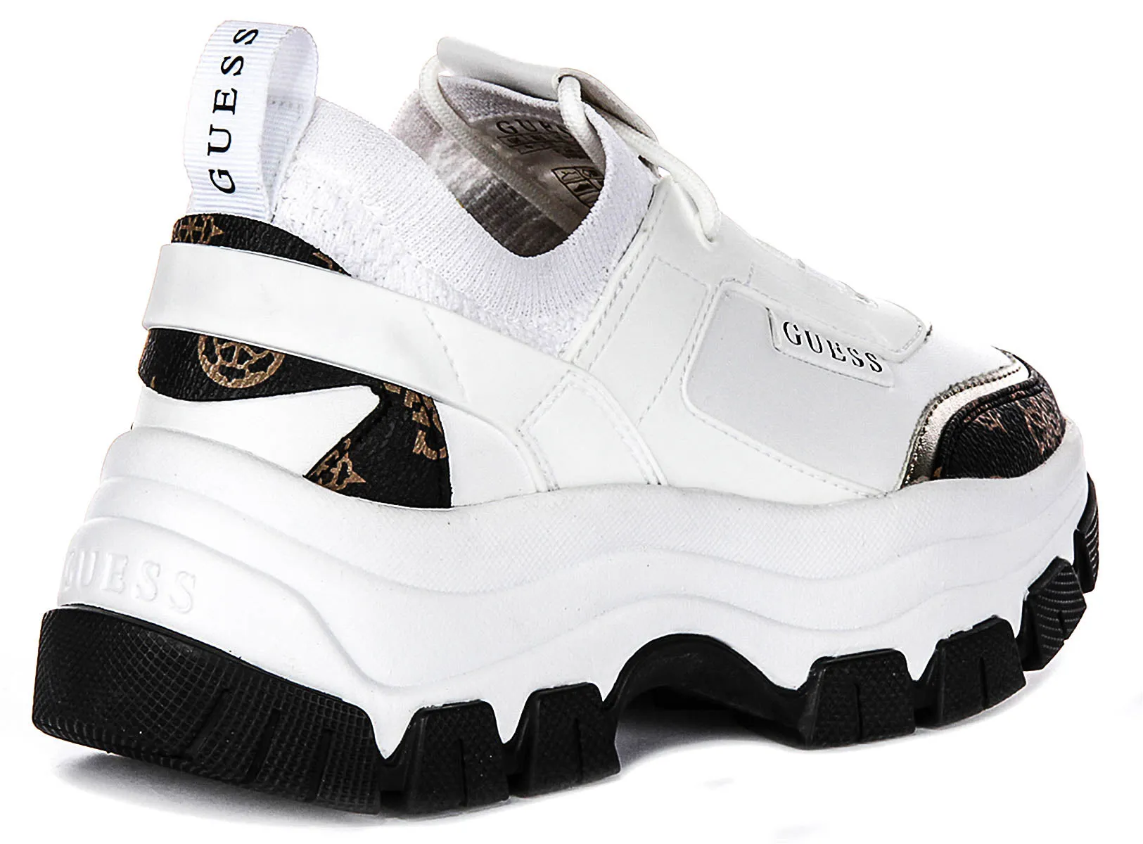 Feather Light Guess Braydin Sneaker In White Brown For Women