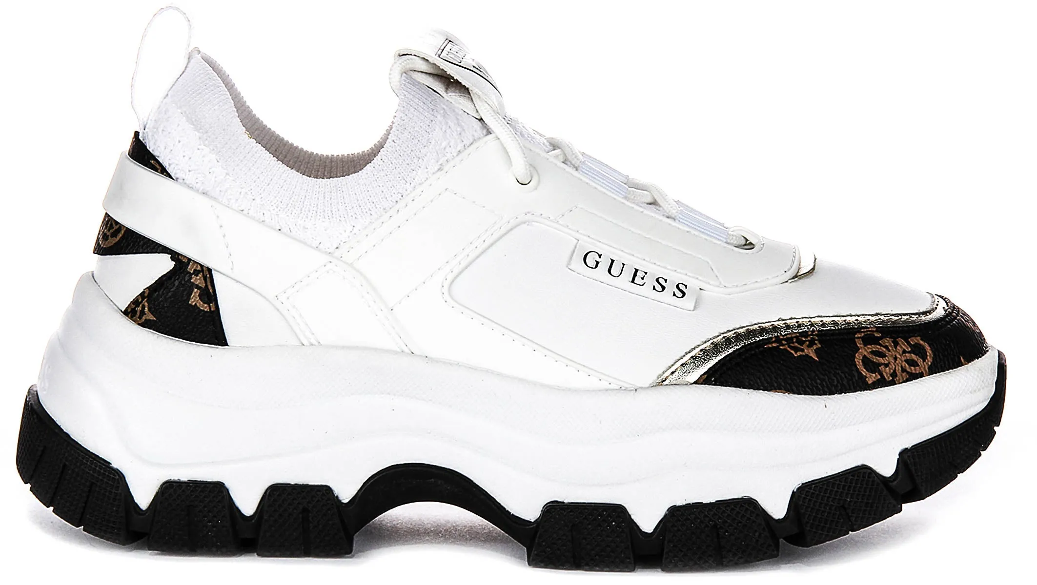 Feather Light Guess Braydin Sneaker In White Brown For Women