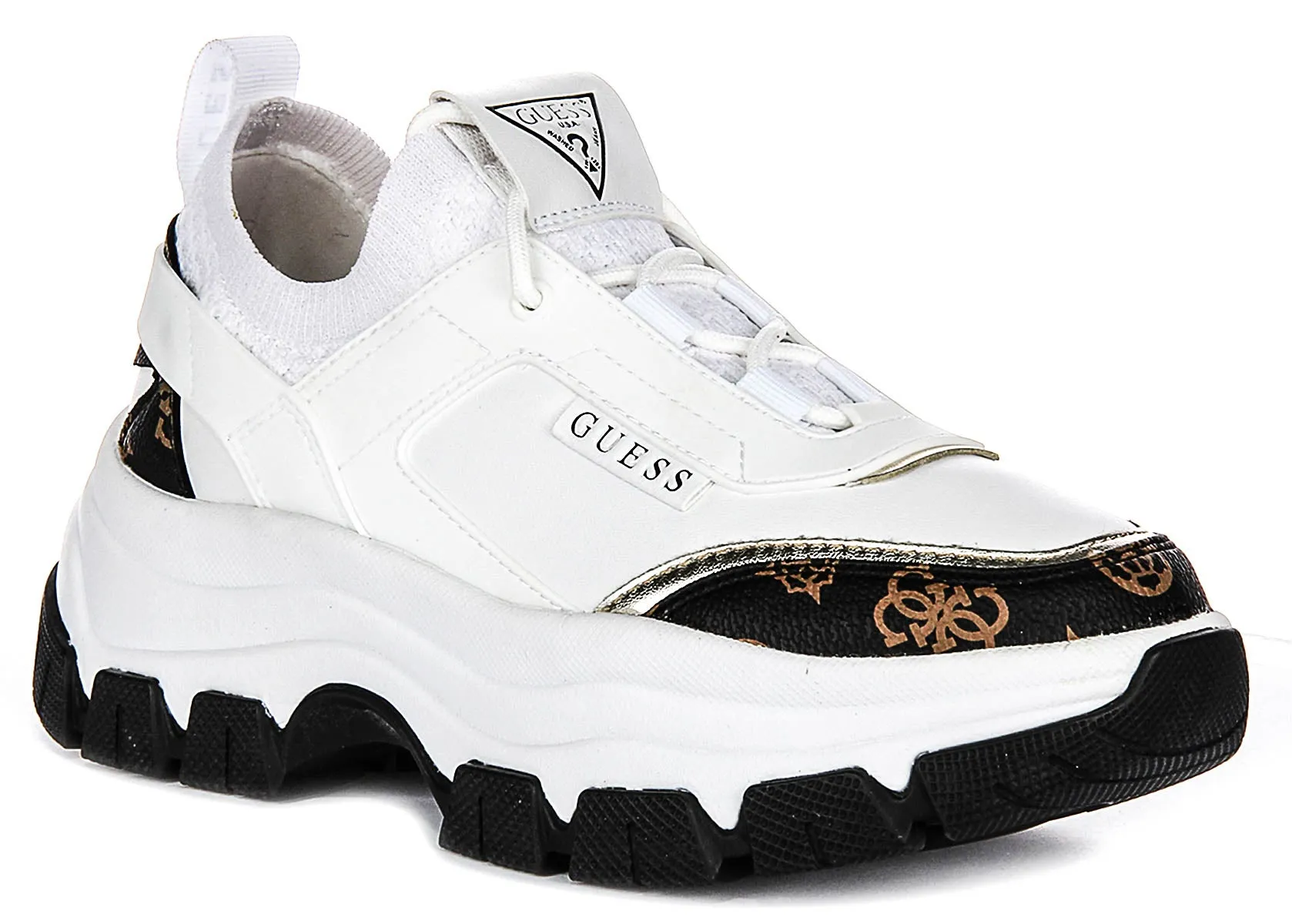 Guess Braydin Sneaker In White Brown For Women Office Look